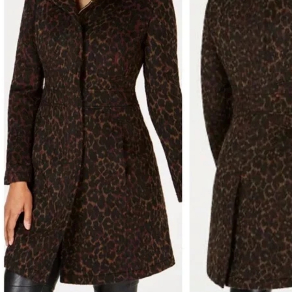 VIA SPIGA WINE LEOPARD COAT